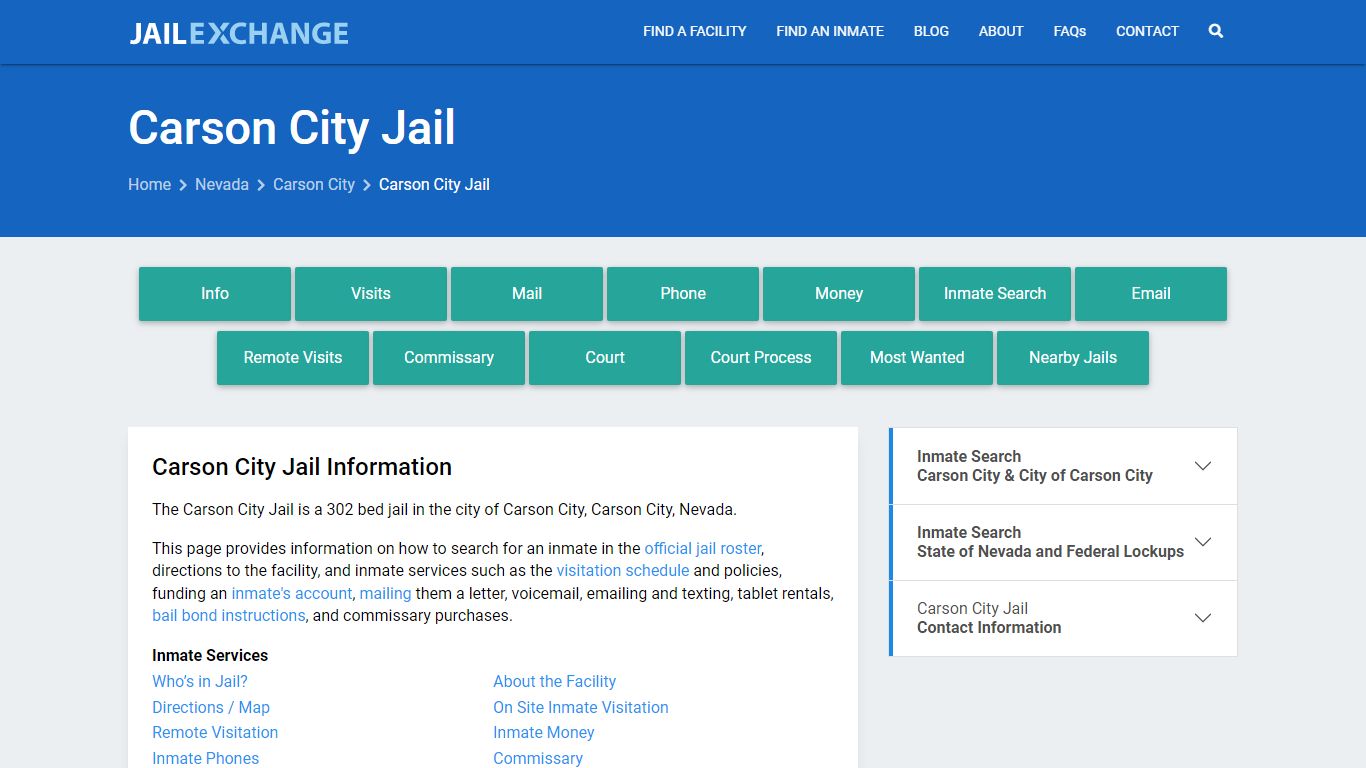 Carson City Jail, NV Inmate Search, Information